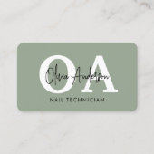 Sage-Grün QR-Code Nageldesignerin Visitenkarte (Vorderseite)