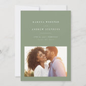 Sage grün schlichtes modernes Foto Save the Date (Vorderseite)