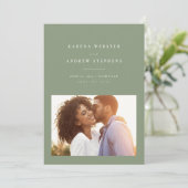 Sage grün schlichtes modernes Foto Save the Date (Stehend Vorderseite)