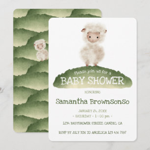 Sage-Grün Storybook-Schafe Baby Shower Einladung