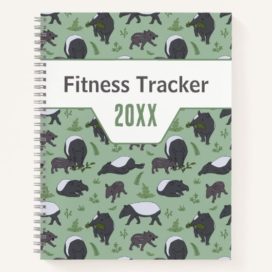 Sage-Grün Tapir Dschungel Fitness-Tracker Notizblock (Vorderseite)