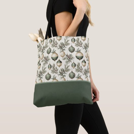 Sage Grün und Gold Ornamente Farbblock Tasche (Von Nahem)