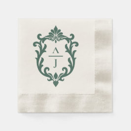 Sage Grün Vintage Verzierte Wappen Hochzeit Serviette