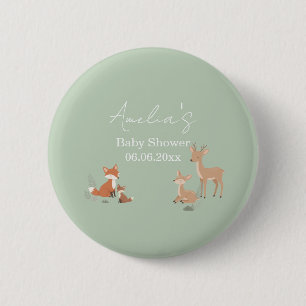 Sage Grün Waldtier Baby Shower Button