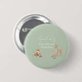 Sage Grün Waldtier Baby Shower Button (Vorne & Hinten)