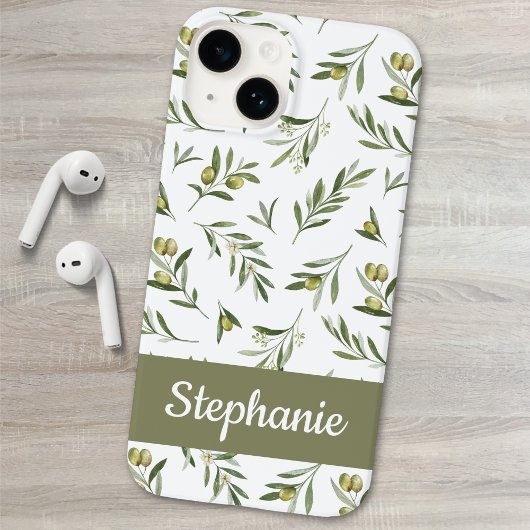 Sage-Grün-Wasserfarbe-Oliven-Name Case-Mate iPhone Hülle