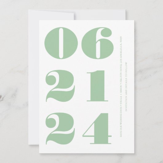 Sage grün weiß sauber elegant modern minimalistisc einladung (Vorderseite)