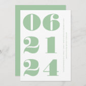 Sage grün weiß sauber elegant modern minimalistisc einladung (Vorne/Hinten)