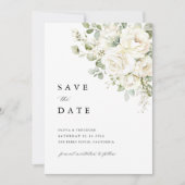 Sage Grün Weiße Florale Foto Hochzeit Save The Date (Vorderseite)