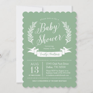 Sage-Grün-Whimsical-Cottage-Garten-Baby-Party Einladung