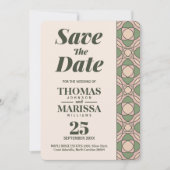 Sage-Grüne Art Deco Hochzeit Save the Date Karte (Vorderseite)