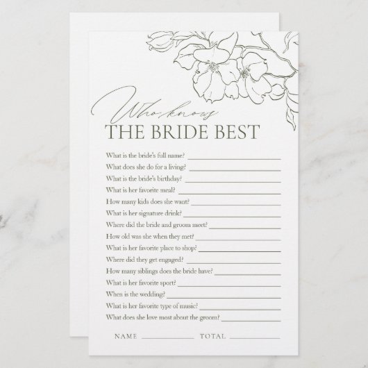 Sage grüne Blüte, die die Braut das beste Spiel ke (Vorne/Hinten)