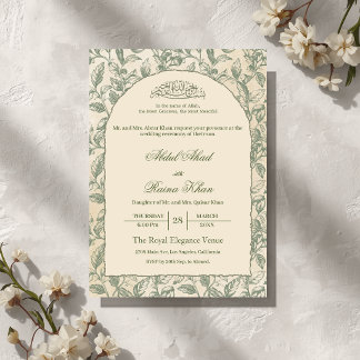 Sage-Grüne Florale Islamische Muslimische Hochzeit Einladung