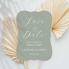 Sage grüne kalligraphische Hochzeit speichern Sie  Einladung