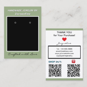 Sage-Grüne Schmuck-Ohrringe QR-Codes Visitenkarte