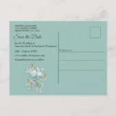 Sage Grüne Seide & Gold, weißer Flamingo, Glitzern Ankündigungspostkarte (Rückseite)