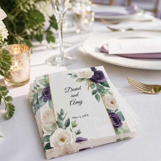 Sage Grüne und Lila Blumenserviette Serviette