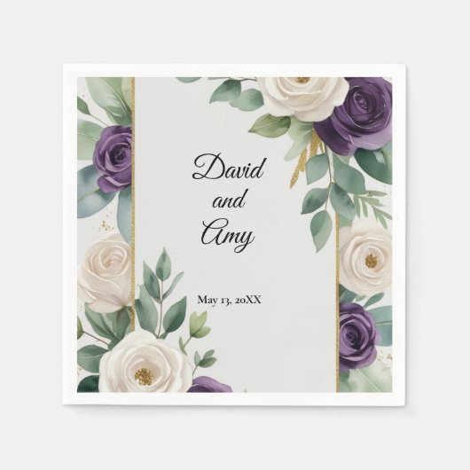 Sage Grüne und Lila Blumenserviette Serviette (Vorderseite)