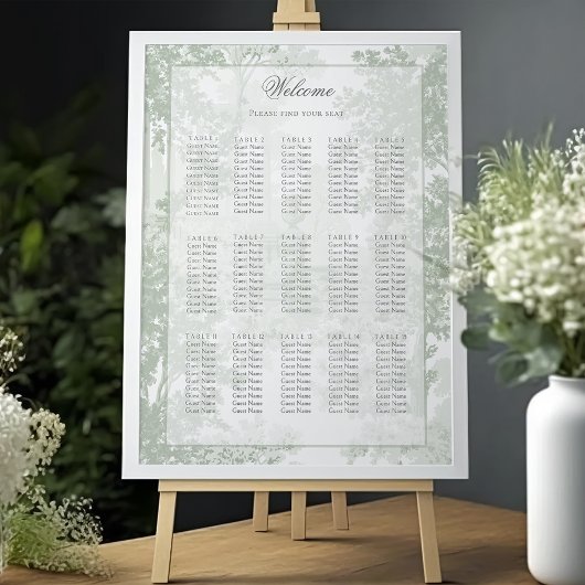 Sage-Grüner Landschaft-Toile-Hochzeits-Sitzplan Poster