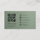 Sage-Grüner Metallischer Firmenlogo-QR-Code  Visitenkarte (Vorderseite)