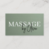 Sage-Grüner Metallischer QR-Code für Massagetherap Visitenkarte (Vorderseite)