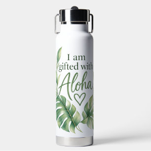 Sage-Grüner Monstera-Aloha-Wasserflasche Trinkflasche