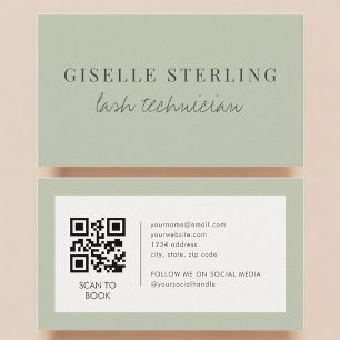 Sage-Grüner QR-Code für Wimpernstylistin Visitenkarte