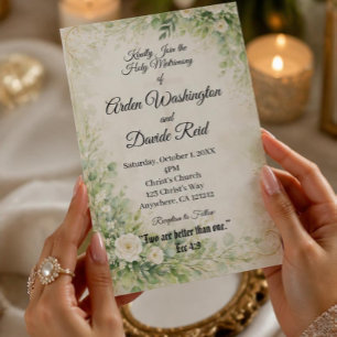 Sage Grünes Blumen Christian Hochzeitseinladung Einladung