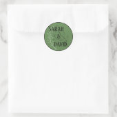 Sage-Grünes Bogen-Hochzeitssticker Runder Aufkleber (Tasche)