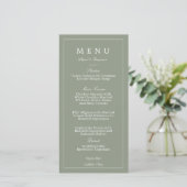 Sage-Grünes Hochzeitsmenü (Stehend Vorderseite)