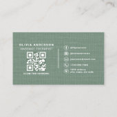 Sage-Grünes-Leinen-Massagetherapeut-QR-Code Visitenkarte (Rückseite)