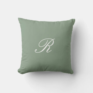 Sage-Grünes Monogramm Anfangs Hochzeitsgeschenk Ge Kissen