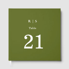 Sage-Grünes Monogramm-Hochzeit Gästebuch