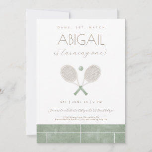 Sage-Grünes Spiel-Set-Match-Tennis-Einladung Dankeskarte