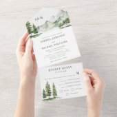 Sage Grünwald Berg Rustikale Natur Hochzeit All In One Einladung (Abreißen)