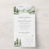 Sage Grünwald Berg Rustikale Natur Hochzeit All In One Einladung (Innen Boden)