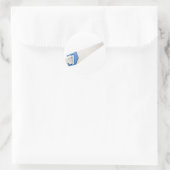Säge halten runder aufkleber (Tasche)