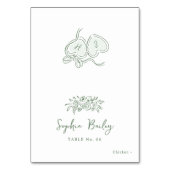 Sage Hand Drawn Floral Foldable Place Card Tischnummer (Vorderseite)