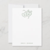 Sage Hand Drawn Hearts Monogram Personalized Mitteilungskarte (Vorderseite)