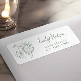 Sage Hand Drawn Hearts Monogram return address