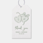 Sage Hand Drawn Hearts Monogram Thank You Favors Geschenkanhänger (Vorderseite)