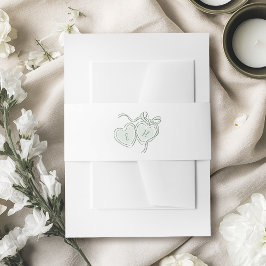 Sage Hand Drawn Hearts Monogram Whimsical Wedding Einladungsbanderole