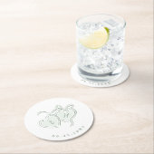 Sage Hand Drawn Hearts Monogram Whimsical Wedding Runder Pappuntersetzer (Vor Ort)