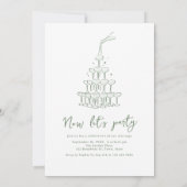 Sage Hand Drawn Just Married Car Whimsical  Einladung (Rückseite)