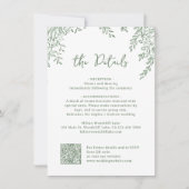 Sage Hand Drawn Monogram Whimsical Wedding Details Mitteilungskarte (Vorderseite)