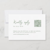 Sage Hand Drawn Monogram Whimsical Wedding QR code RSVP Karte (Vorderseite)