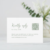 Sage Hand Drawn Monogram Whimsical Wedding QR code RSVP Karte (Stehend Vorderseite)