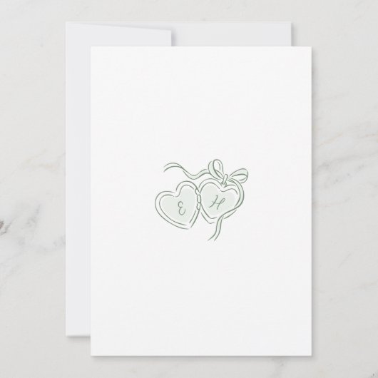 Sage Hand Drawn Wedding Cake Whimsical Einladung (Rückseite)