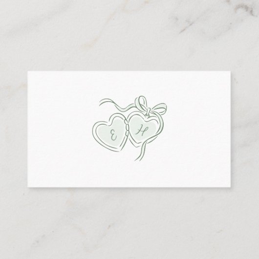 Sage Hand Drawn Whimsical Wedding QR code Details Platzkarte (Rückseite)