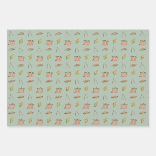 Sage Herbst Erntefest Hübscher Erntedank Geschenkpapier Set (Vorderseite 2)